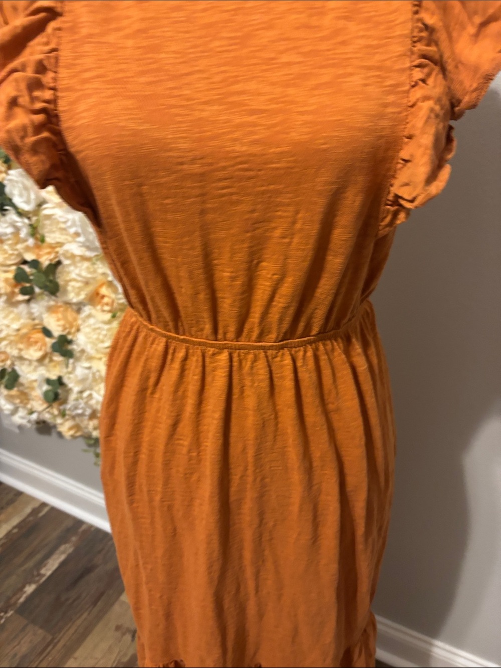 J. Crew Rust Orange Ruffle Sleeve Maxi Dress - Picture 4 of 7